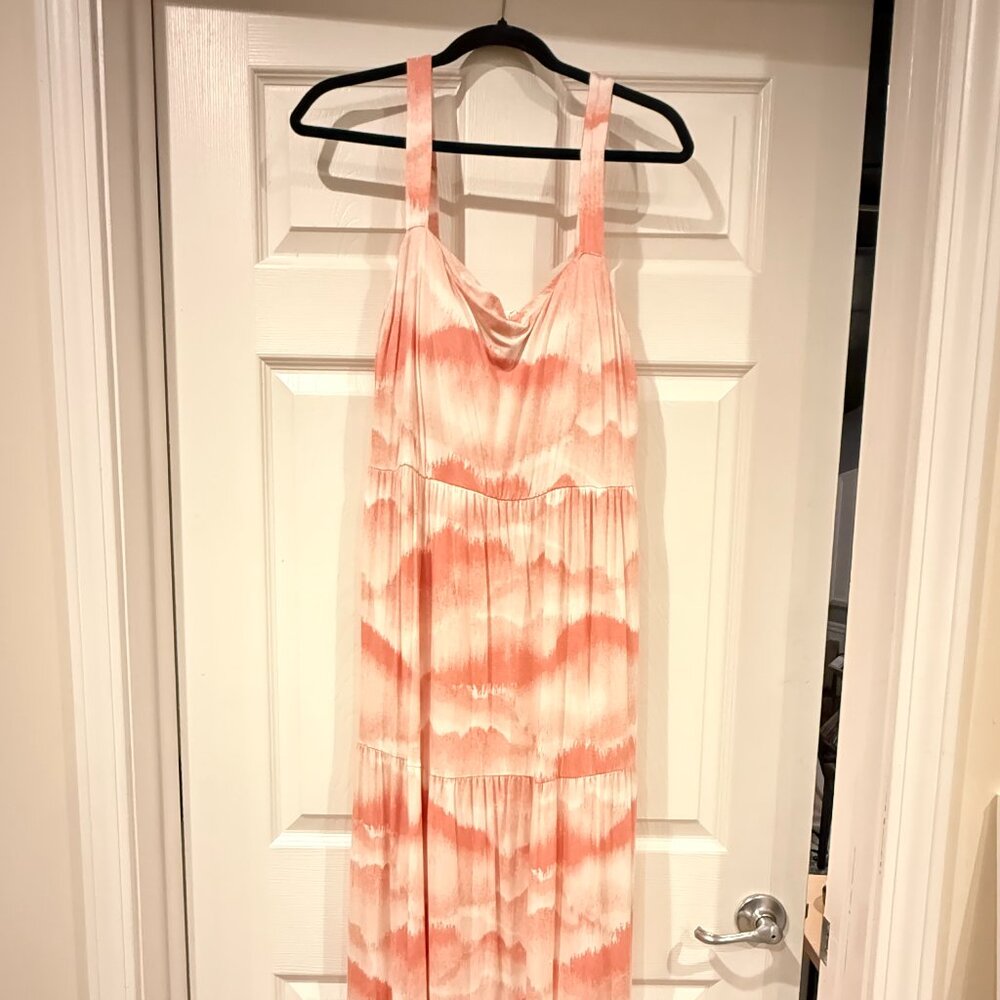 Soma Built-in-Bra Dress Size XL in Coral and White